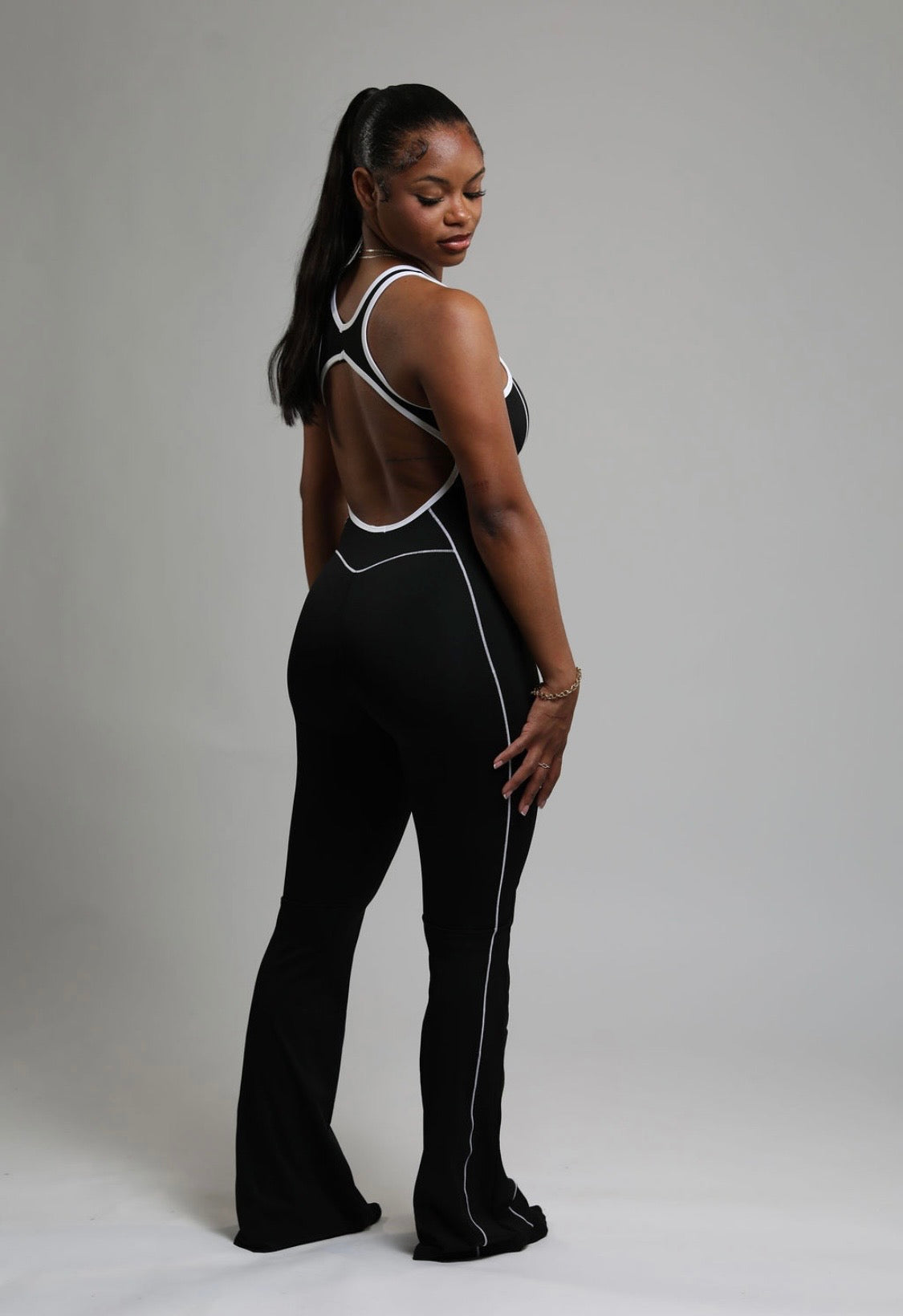 4Leaf Backless Jumpsuit featuring Inverted Stripe